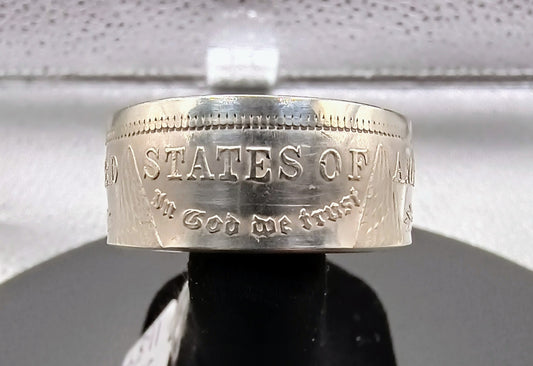 1921 Polished Morgan Silver Dollar Ring Size 11.5+