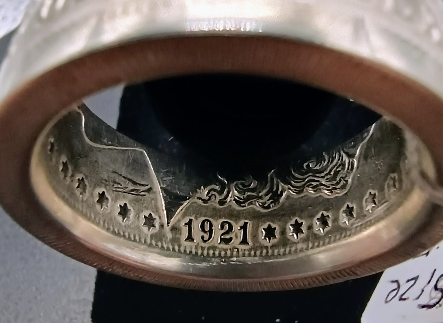 1921 Polished Morgan Silver Dollar Ring Size 11.5+