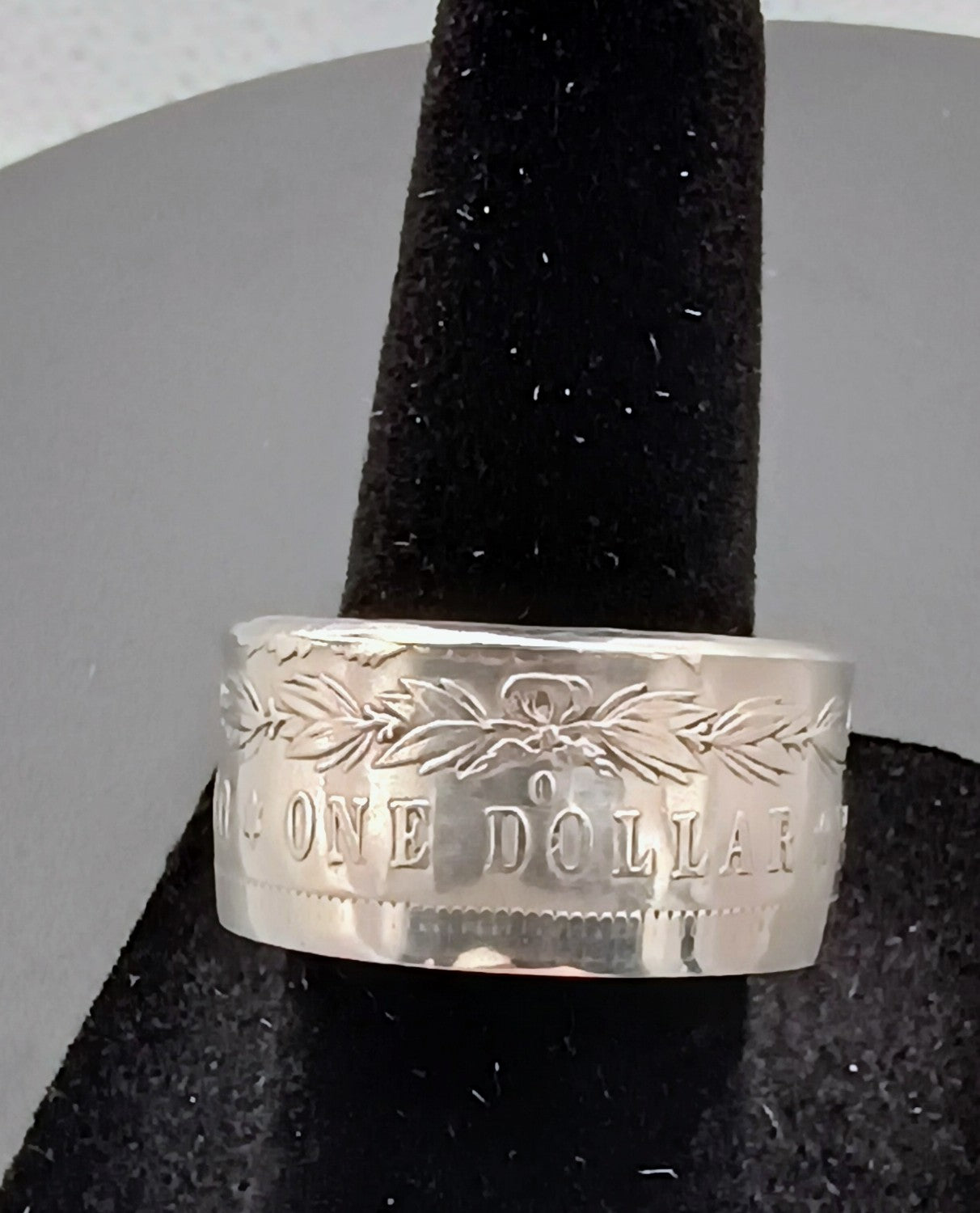 1891 Polished Morgan Silver Dollar Ring Size 12.25