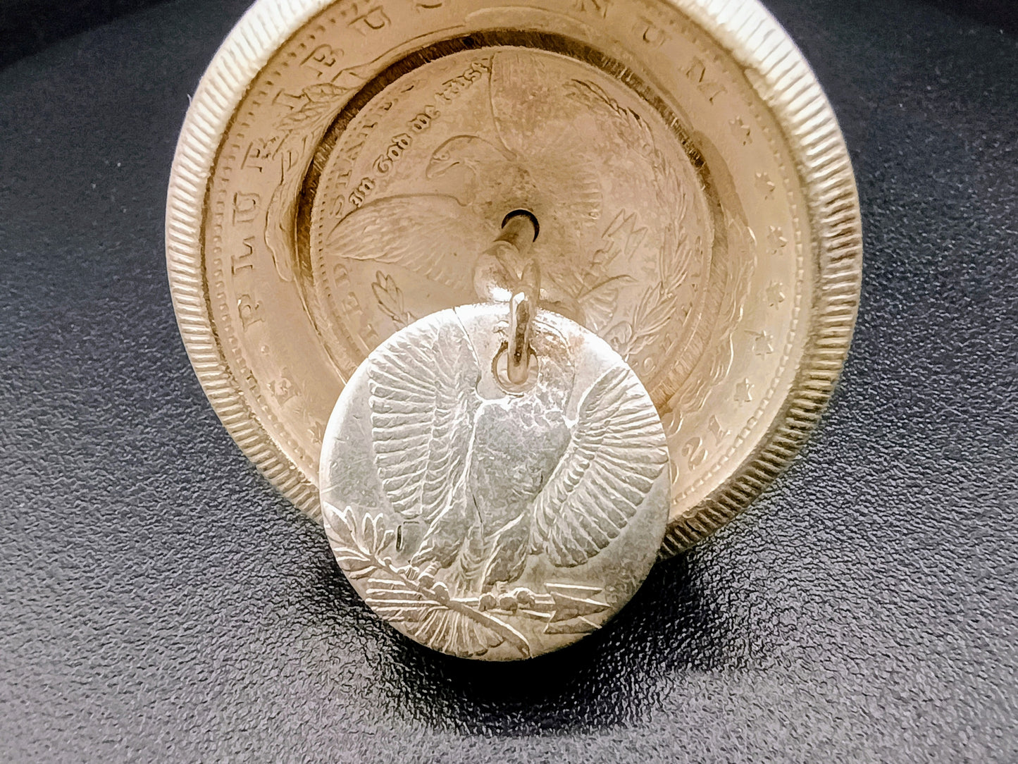 Large Polished "Heads Up" Morgan Silver Dollar Biker Bell