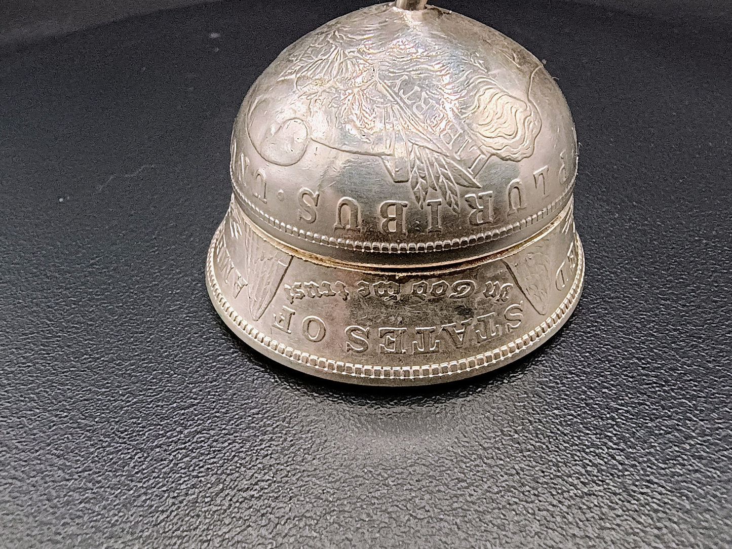 Large Polished "Heads Up" Morgan Silver Dollar Biker Bell