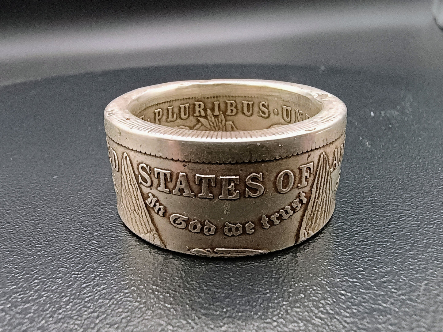 1921 Polished Morgan Silver Dollar Ring size 10