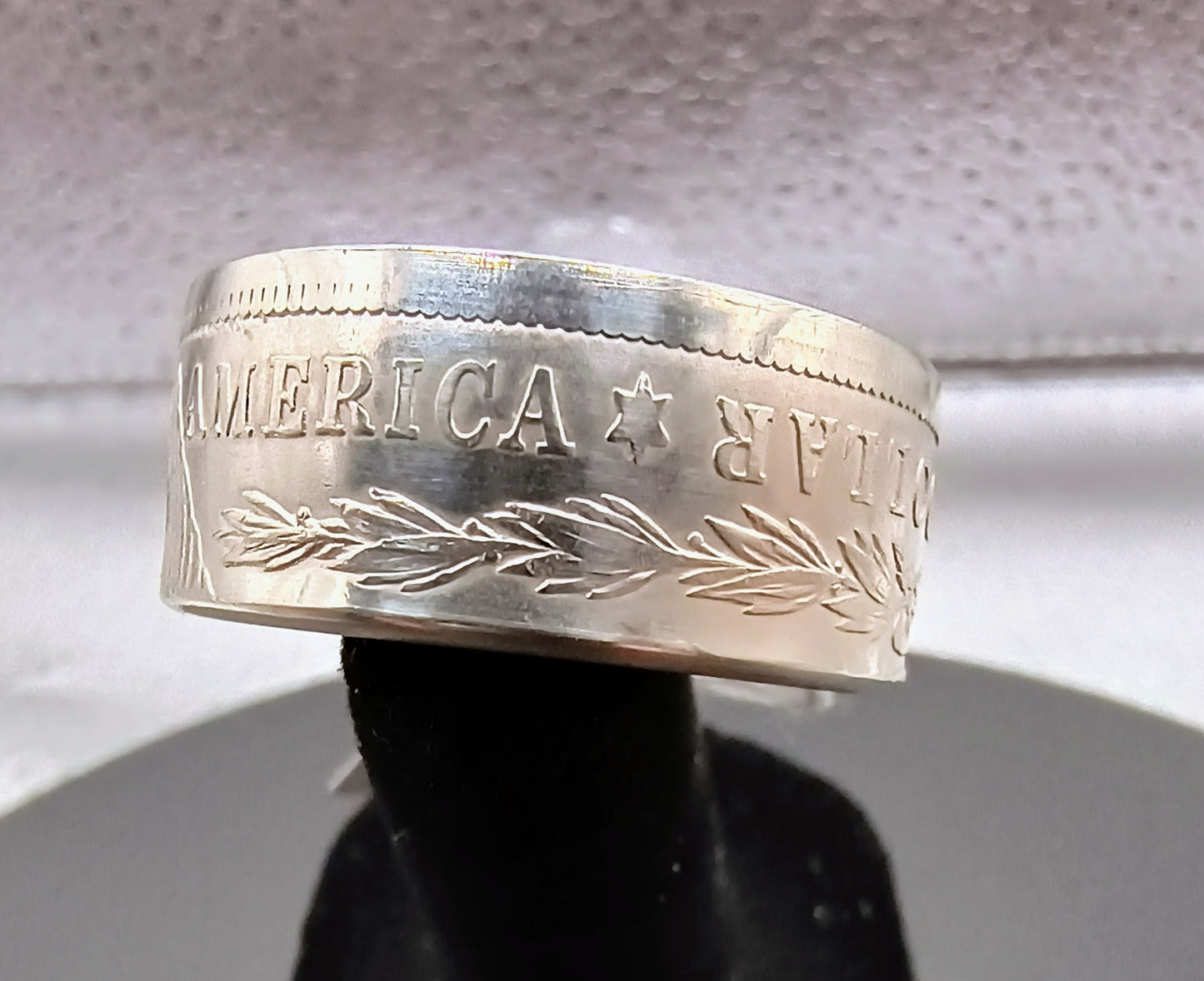 1921 Polished Morgan Silver Dollar Ring Size 11.5+