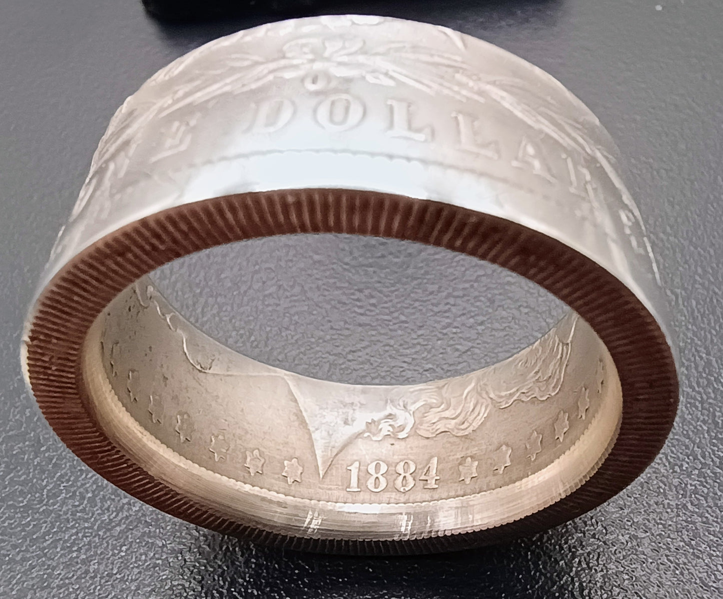 1884 Morgan Silver Dollar Ring , size 13.25