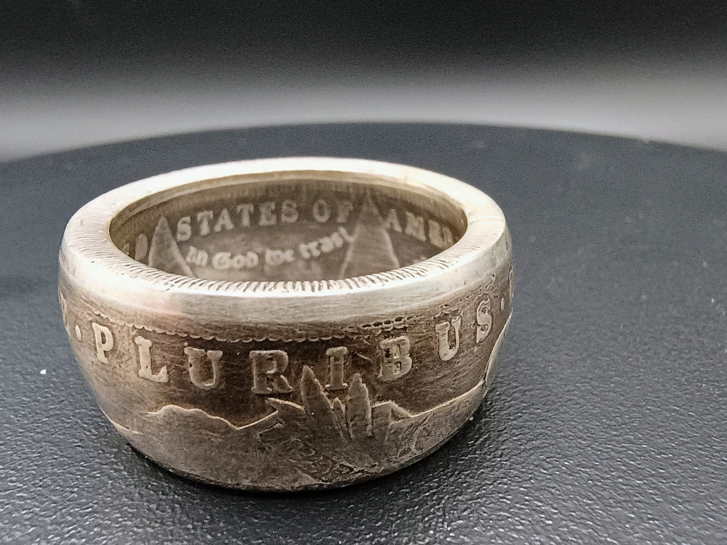 Face out 1899 Morgan Silver Dollar Ring size 12.5
