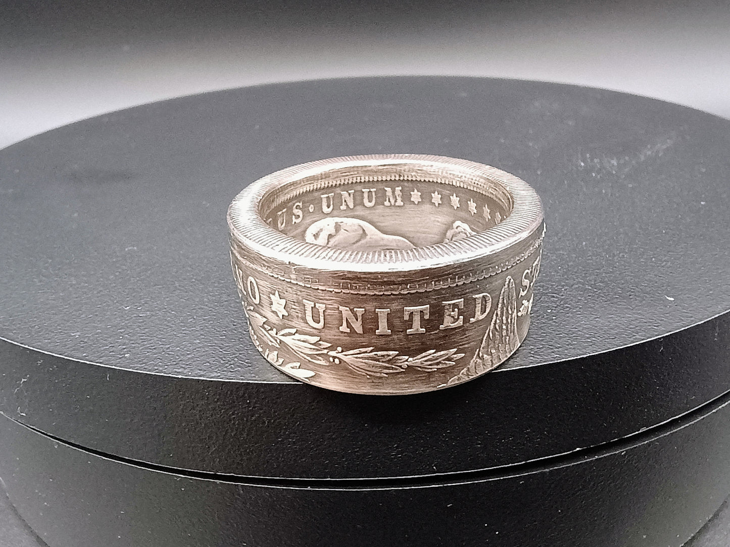 1921 Antiqued Morgan Dollar Ring size 12 Straight Side