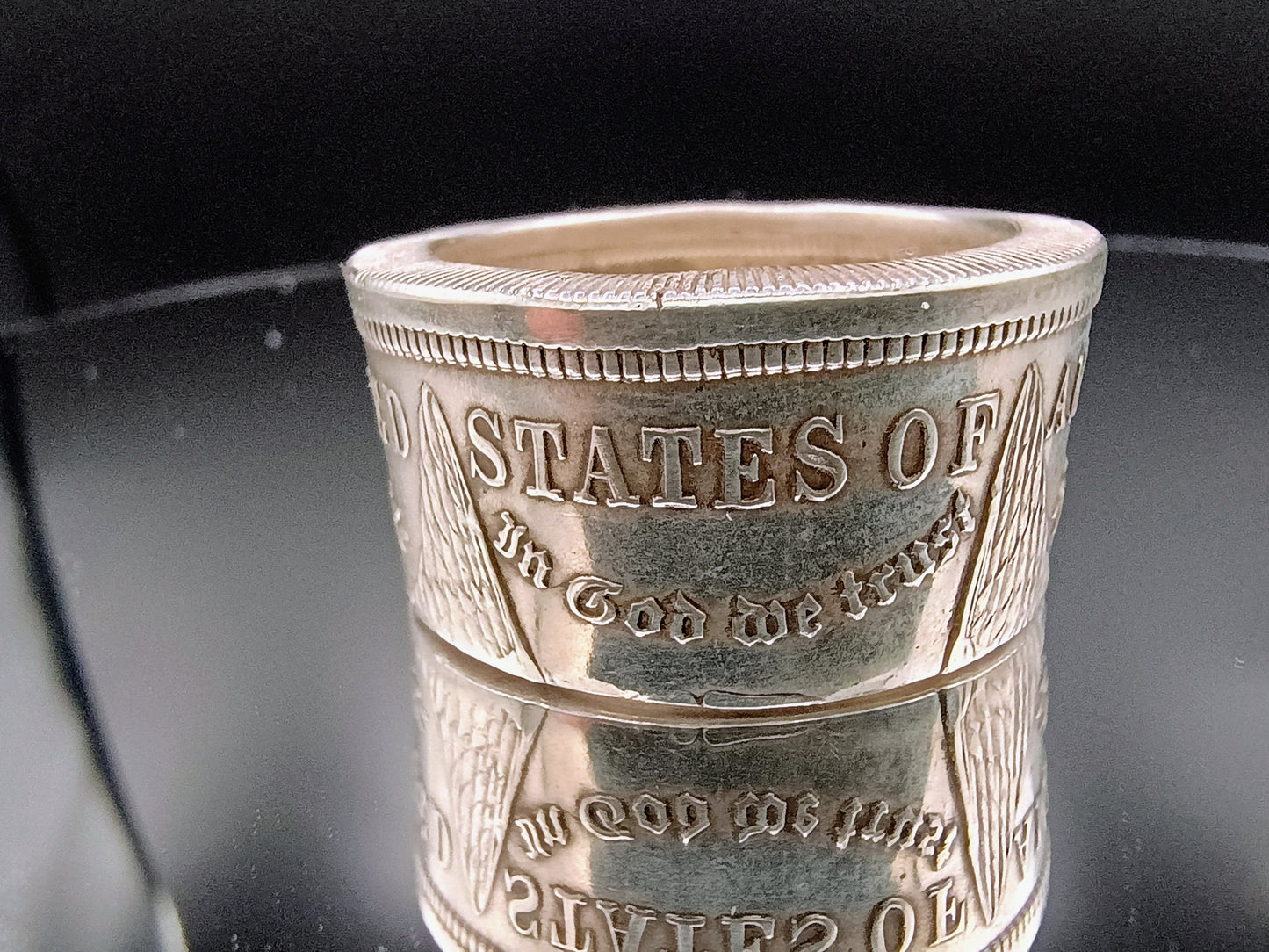 1921 Polished Morgan Dollar ring size 12.25