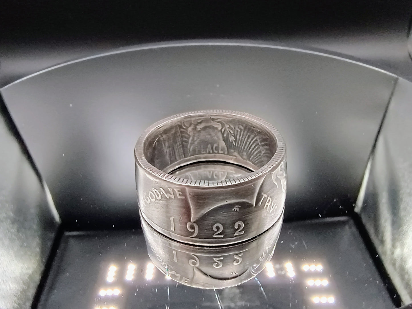 1922 Peace Dollar ,Antiqued Ring size [tight] 12.5