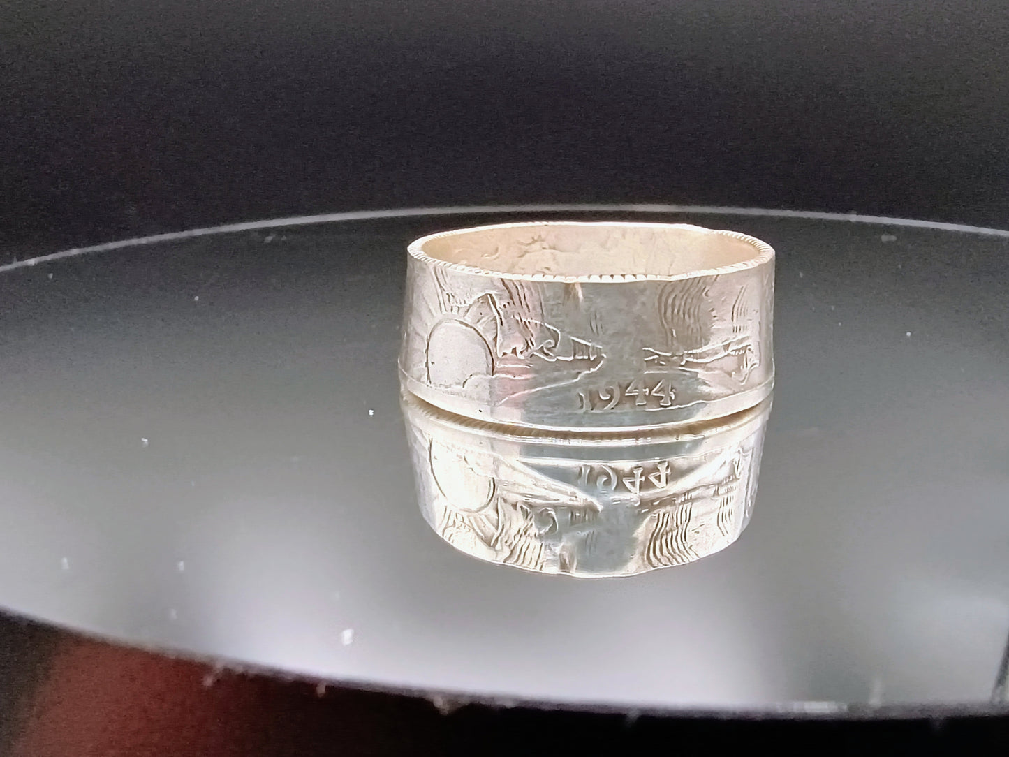 1944 [Rough] Walking Liberty Half Dollar  Polished Ring size 11.75