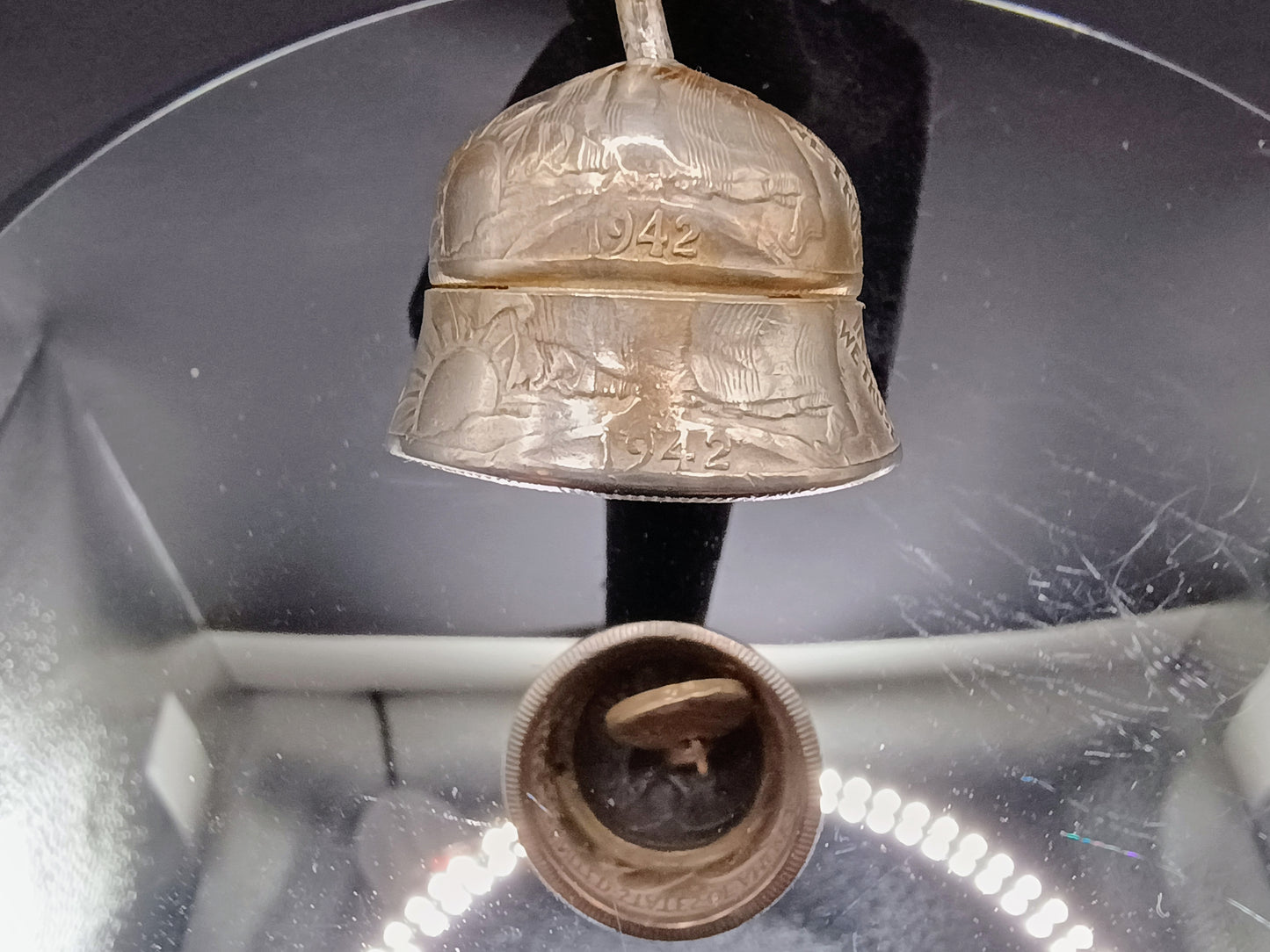 Double 1942 Walking Liberty Half Dollar Biker Bell 90% silver