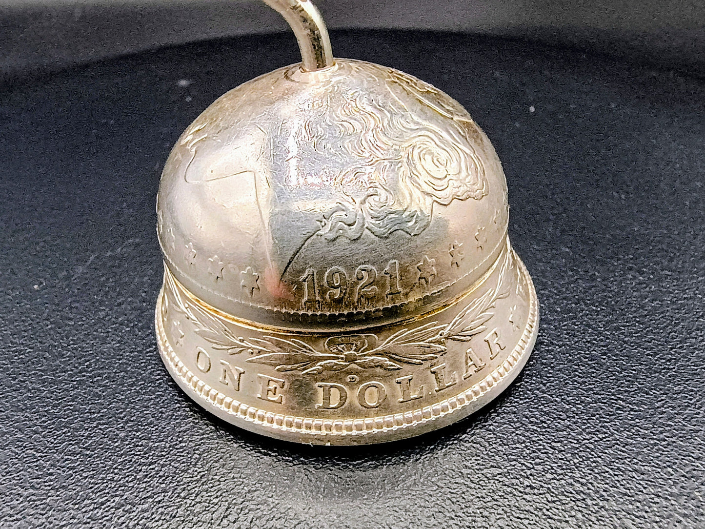 Large Polished "Heads Up" Morgan Silver Dollar Biker Bell